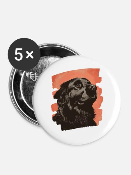 Neufundländer - Buttons groß 56 mm (5er Pack) - Weiß