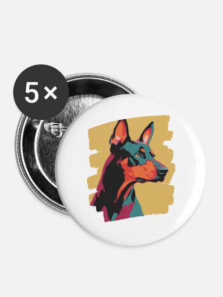 Dobermann - Buttons groß 56 mm (5er Pack) - Weiß