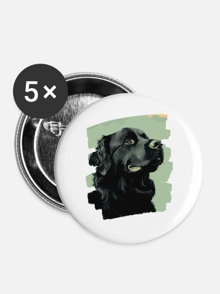 Neufundländer - Buttons groß 56 mm (5er Pack) - Weiß