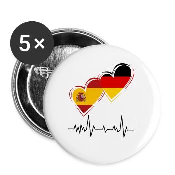 Spanien und Deutschland - Buttons groß 56 mm (5er Pack) - Weiß - Vorne