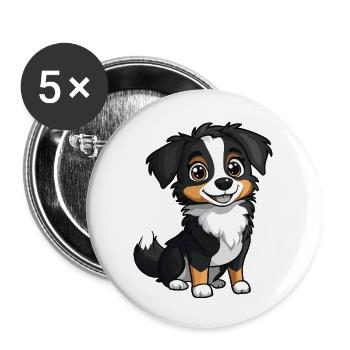 Australian Shepherd Dog Cute - Buttons large 2.2''/56 mm (5-pack) - white - Front