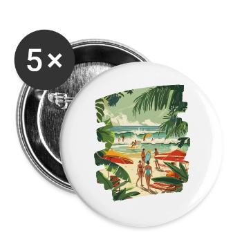 Surfer - Buttons groß 56 mm (5er Pack) - Weiß - Vorne