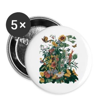 Wildflower Meadow - Vibrant Botanical Nature Art - Buttons large 2.2''/56 mm (5-pack) - white - Front