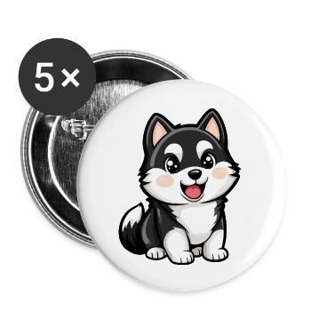 Husky Dog Cute - Buttons large 2.2''/56 mm (5-pack) - white - Front