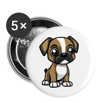 Boxer Chien Mignon - Lot de 5 grands badges (56 mm) - blanc - Devant