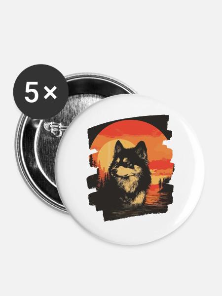 Finnischer Lapphund - Buttons groß 56 mm (5er Pack) - Weiß