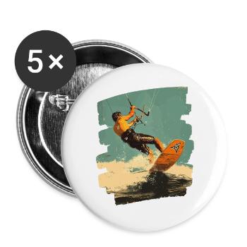 Kitesurfer - Buttons groß 56 mm (5er Pack) - Weiß - Vorne