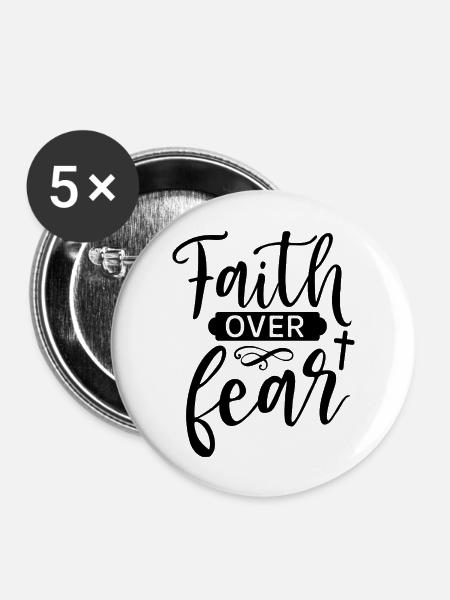 Glaube über Angst - Buttons groß 56 mm (5er Pack) - Weiß