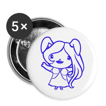 Hase Mädchen Hübsch Frau Häsin Winkt Lange Haare - Buttons groß 56 mm (5er Pack) - Weiß - Vorne