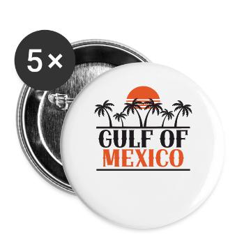 Golf-v-Mexiko-Sonnenuntergangspalmen - Buttons groß 56 mm (5er Pack) - Weiß - Vorne