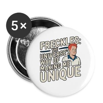 Sommersprossen: Das Universum hat mich einzigartig gemacht - Buttons groß 56 mm (5er Pack) - Weiß - Vorne