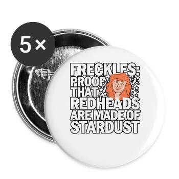 Sommersprossensicherer Rothaariger Sternenstaub - Buttons groß 56 mm (5er Pack) - Weiß - Vorne