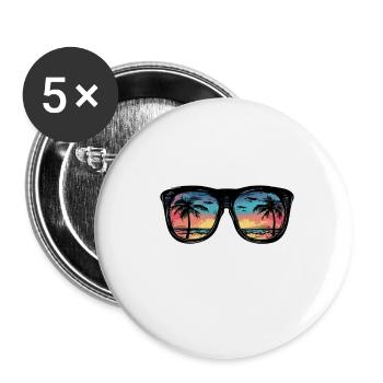 Mallorca Party Team Palmen - Buttons groß 56 mm (5er Pack) - Weiß - Vorne