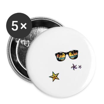 Mallorca Party Crew Summer - Buttons large 2.2''/56 mm (5-pack) - white - Front