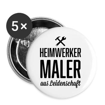 Heimwerker Maler - Buttons groß 56 mm (5er Pack) - Weiß - Vorne