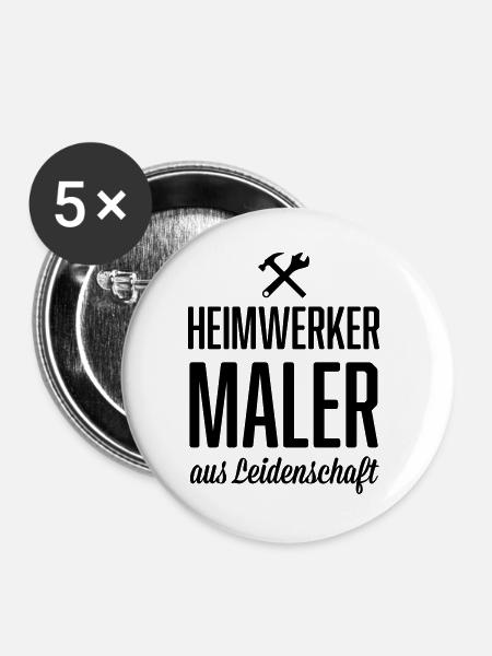 Heimwerker Maler - Buttons groß 56 mm (5er Pack) - Weiß