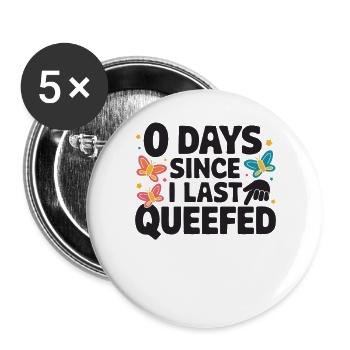 Countdown Laugh: Kräftige rosa Schmetterlinge - Buttons groß 56 mm (5er Pack) - Weiß - Vorne
