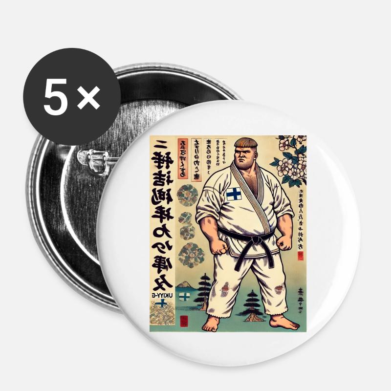 Finnish Karate MASTER - Buttons large 2.2''/56 mm (5-pack) - white
