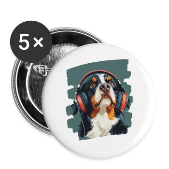 Chien de montagne de l'Entlebuch - Lot de 5 grands badges (56 mm) - blanc - Devant
