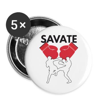 Savate-Handschuhe prallen auf Silhouetten - Buttons groß 56 mm (5er Pack) - Weiß - Vorne