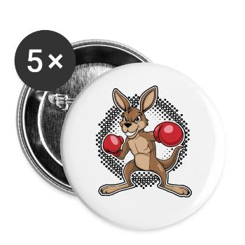 Känguru-Box-Duell - Buttons groß 56 mm (5er Pack) - Weiß - Vorne