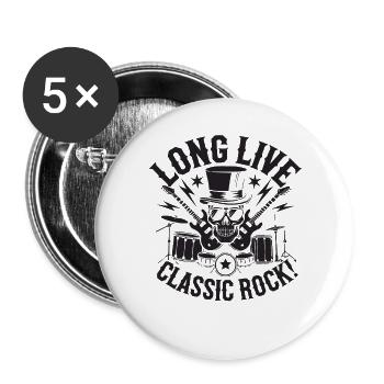 Es lebe Classic Rock Tee - Buttons groß 56 mm (5er Pack) - Weiß - Vorne