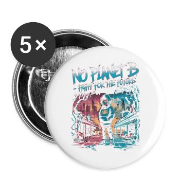 No Planet B – Lutte pour l’avenir - Lot de 5 grands badges (56 mm) - blanc - Devant