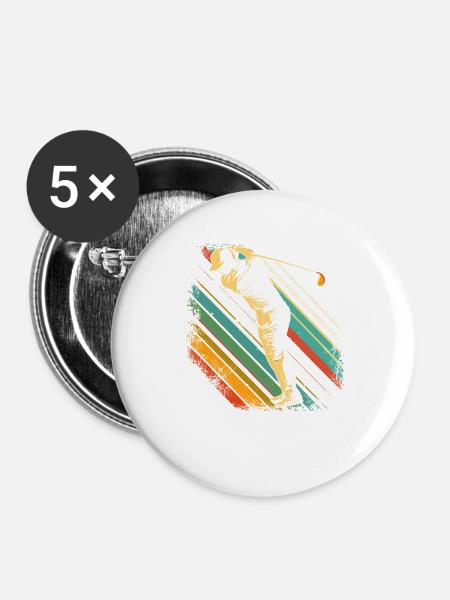 Golfspieler 80er Jahre - Buttons groß 56 mm (5er Pack) - Weiß
