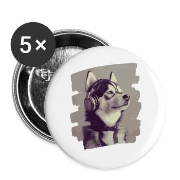 Husky - Buttons groß 56 mm (5er Pack) - Weiß - Vorne