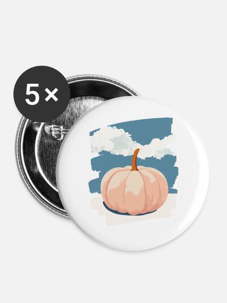 Kürbis - Buttons groß 56 mm (5er Pack) - Weiß