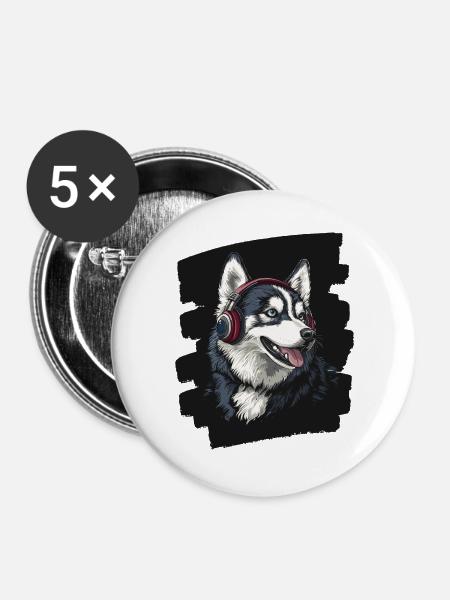 Husky - Buttons groß 56 mm (5er Pack) - Weiß