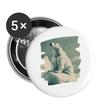 Polar bear - Buttons large 2.2''/56 mm (5-pack) - white - Front