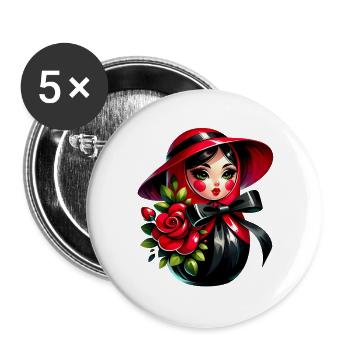 Russian Girl! Matryoshka Russian for Russians - Buttons large 2.2''/56 mm (5-pack) - white - Front
