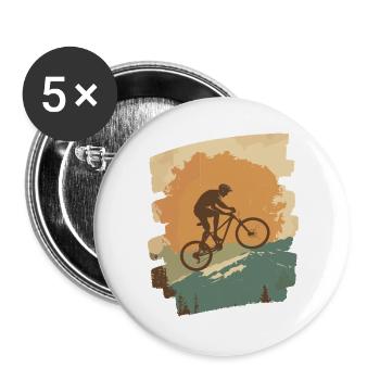 Mountain bikers Downhill Mountains Cycling - Buttons large 2.2''/56 mm (5-pack) - white - Front