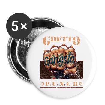 Ghetto Punch - Lot de 5 grands badges (56 mm) - blanc - Devant
