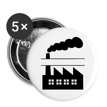 Usine avec bannière de nom de fumée - Lot de 5 grands badges (56 mm) - blanc - Devant