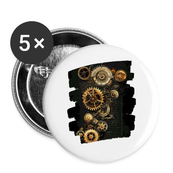 Steampunk Clockwork - Buttons large 2.2''/56 mm (5-pack) - white - Front