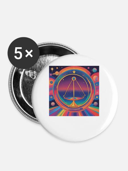 Waage Sternzeichen Astrologie Geschenk - Buttons groß 56 mm (5er Pack) - Weiß