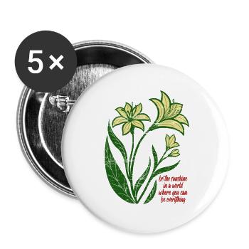 Blumen - Frühling - Be the sunshine - Spruch - Buttons groß 56 mm (5er Pack) - Weiß - Vorne