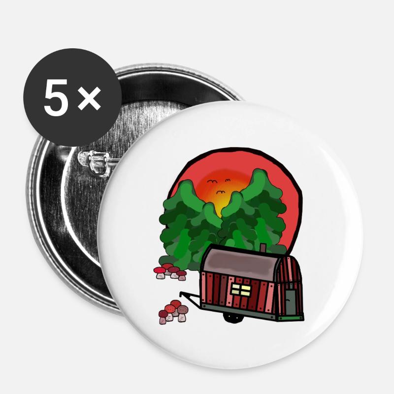 Construction Trailer Nature Ready for Holiday Camping Camping - Buttons large 2.2''/56 mm (5-pack) - white