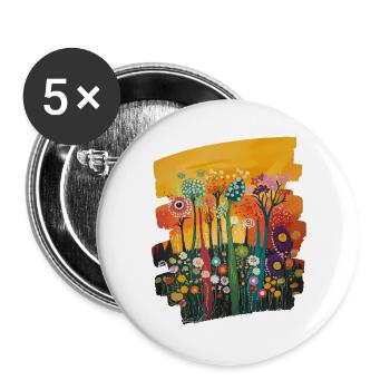 Printemps Printemps Début Fleur Fleurs - Lot de 5 grands badges (56 mm) - blanc - Devant