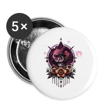 The Steampunk Owl: Keeper of Secrets. - Buttons large 2.2''/56 mm (5-pack) - white - Front