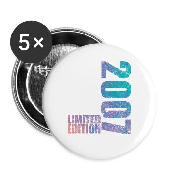 Limited Edition 2007 18. Geburtstag Geschenk - Buttons groß 56 mm (5er Pack) - Weiß - Vorne
