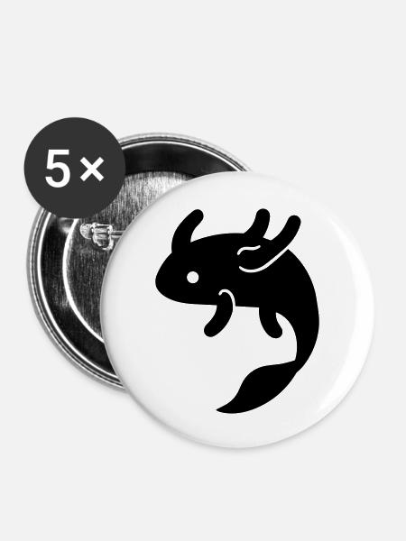 Axolotl - Buttons groß 56 mm (5er Pack) - Weiß