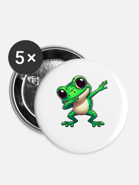 Cooler Frosch Dabbing Trendige Kröte - Buttons groß 56 mm (5er Pack) - Weiß