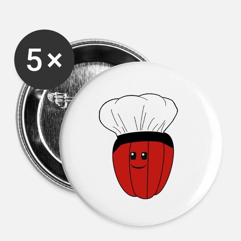 Chef's Hat, Pepper, Pod, Vegetables - Buttons large 2.2''/56 mm (5-pack) - white