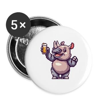 Bière Rhino Pixel - Lot de 5 grands badges (56 mm) - blanc - Devant