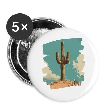 Kaktus - Buttons groß 56 mm (5er Pack) - Weiß - Vorne