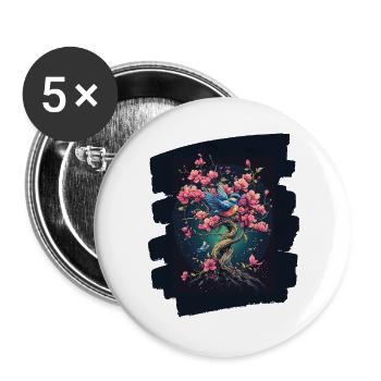 Frühling Frühlingsanfang Blume Blumen - Buttons groß 56 mm (5er Pack) - Weiß - Vorne