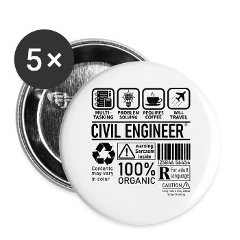 Civil Engineer multi tasking problem solving - Buttons large 2.2''/56 mm (5-pack) - white - Front